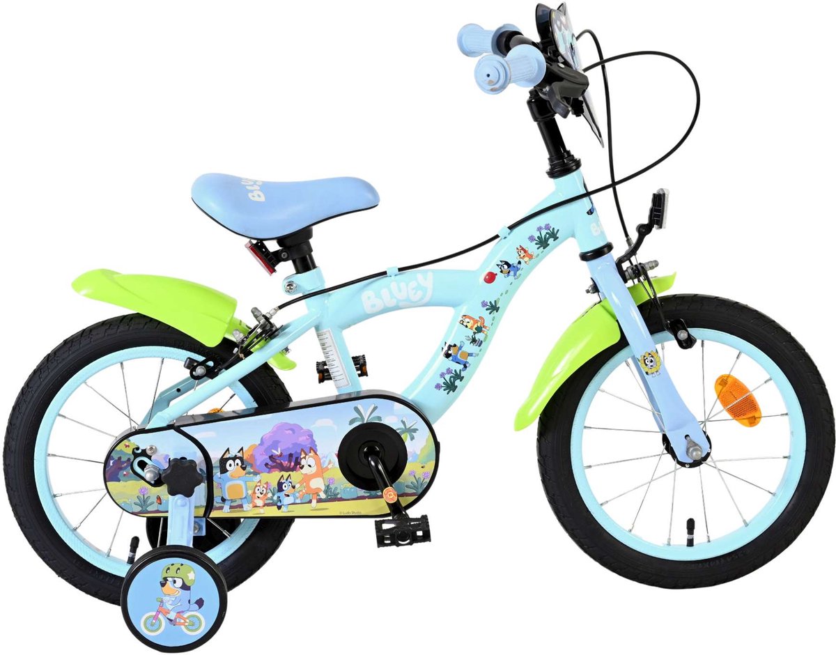 Volare bluey børnecykel - 14 tommer - lyseblå - to håndbremser