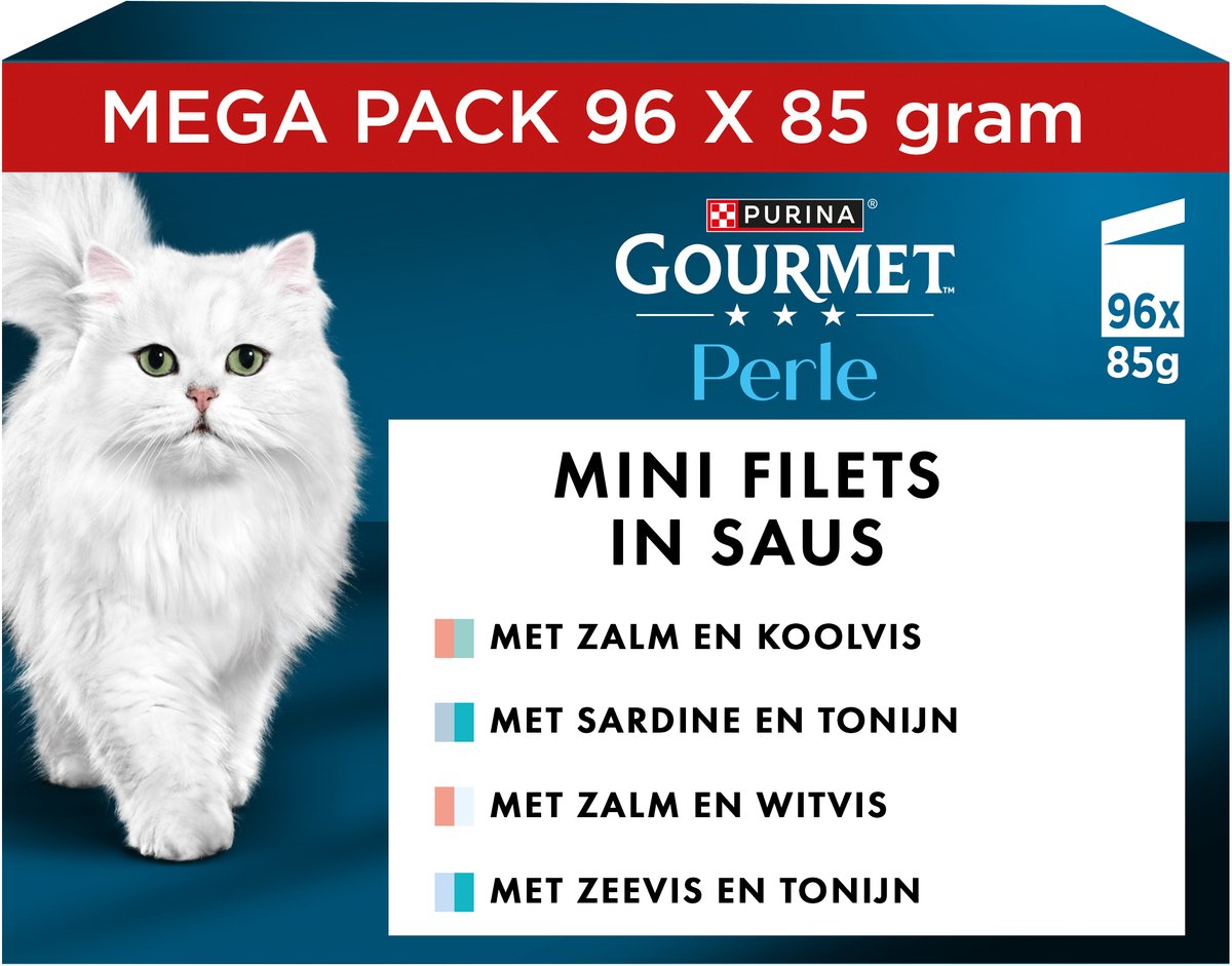 Purina®gourmet® gourmet perle duo minifileter i sauce - våd kattefoder - fiskeudvalg - 96 x 85g