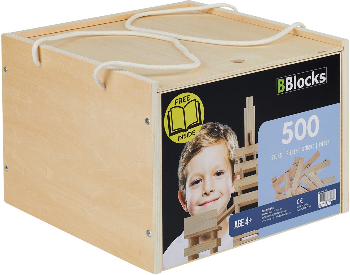 Bblocks træplanker i luksus trækasse 500 stk