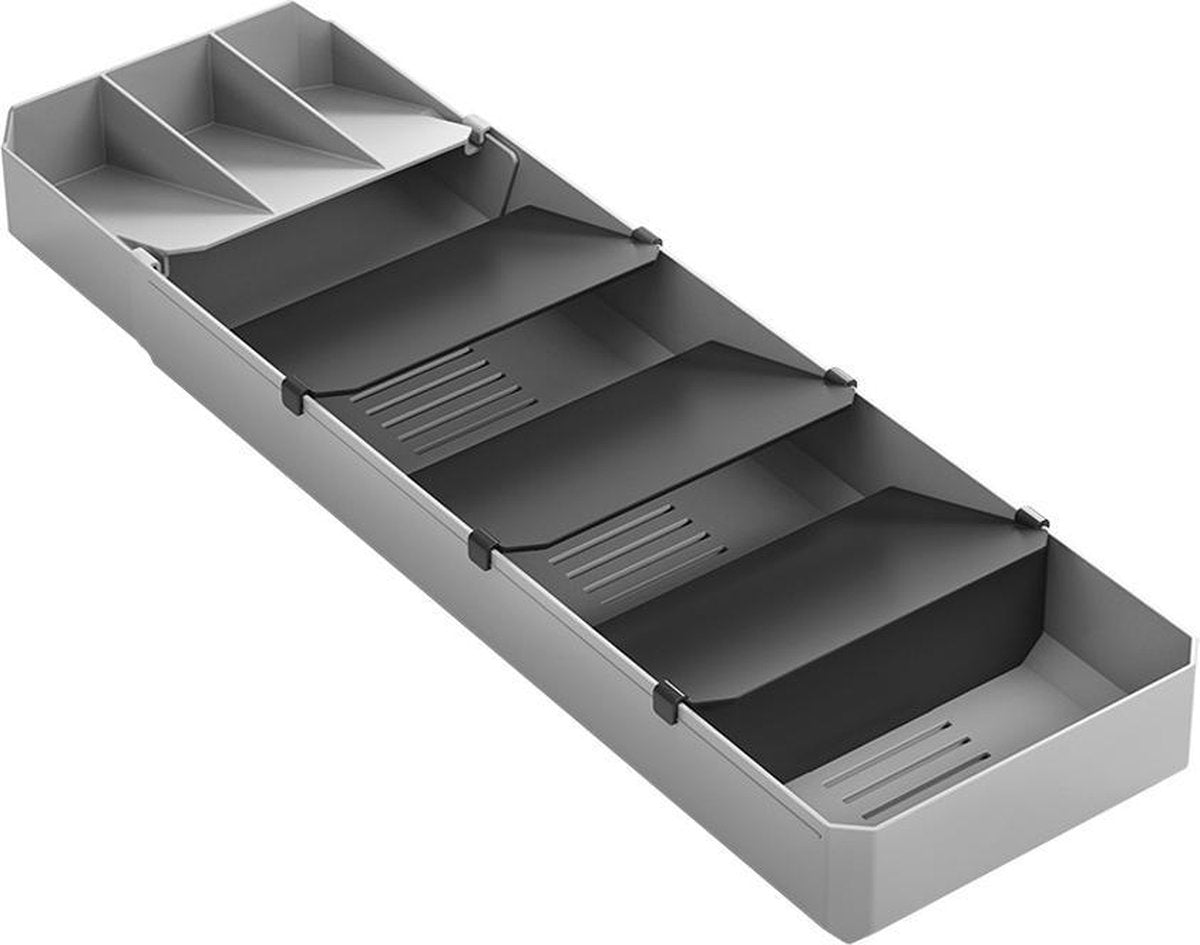Metaltex - justerbar bestikbakke-unifit - grå - 90 stykker service - bestikholder - justerbar udtrækbar fra 40 til 49 cm