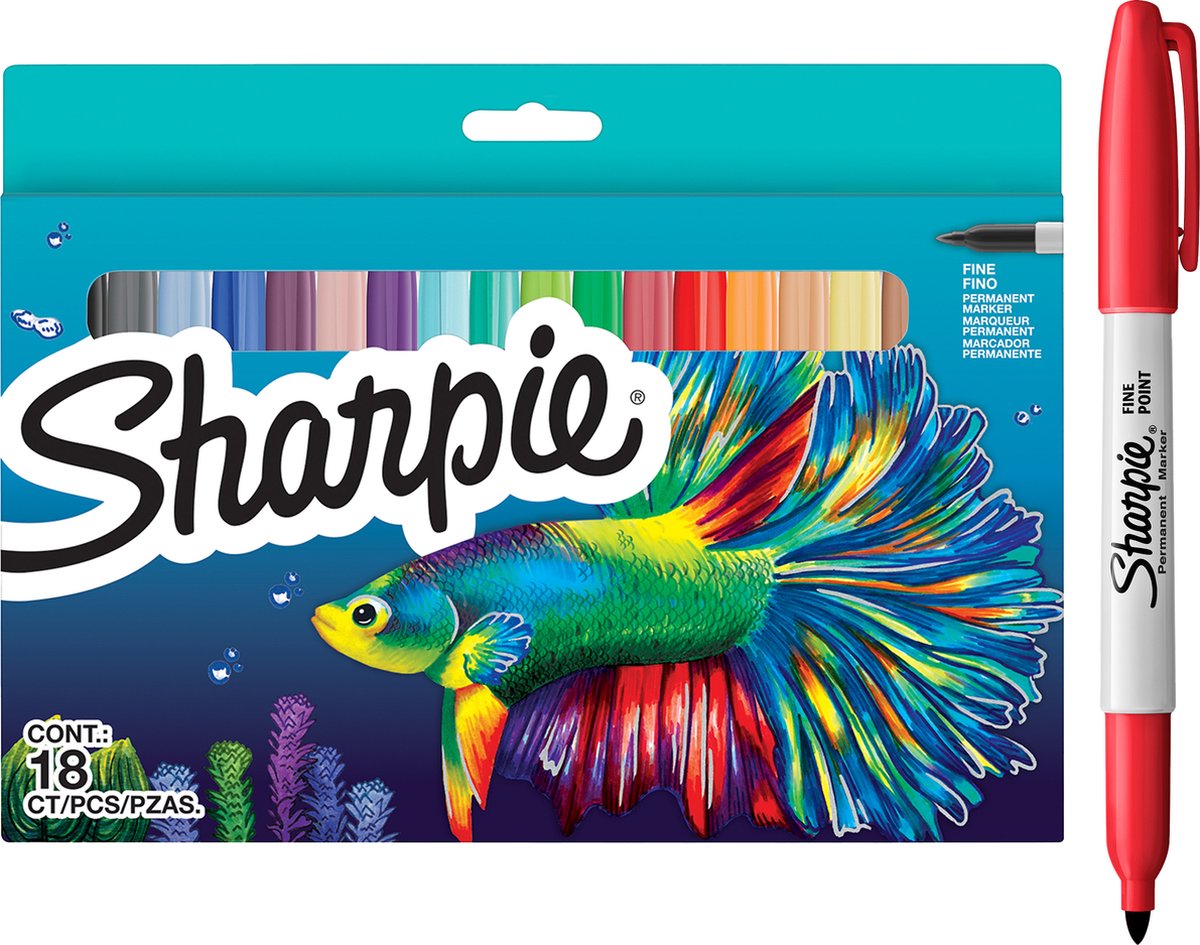Sharpie sæt permanente markører | limited edition forskellige farver | fint punkt | 18 markører | tilbage til skolen sæt