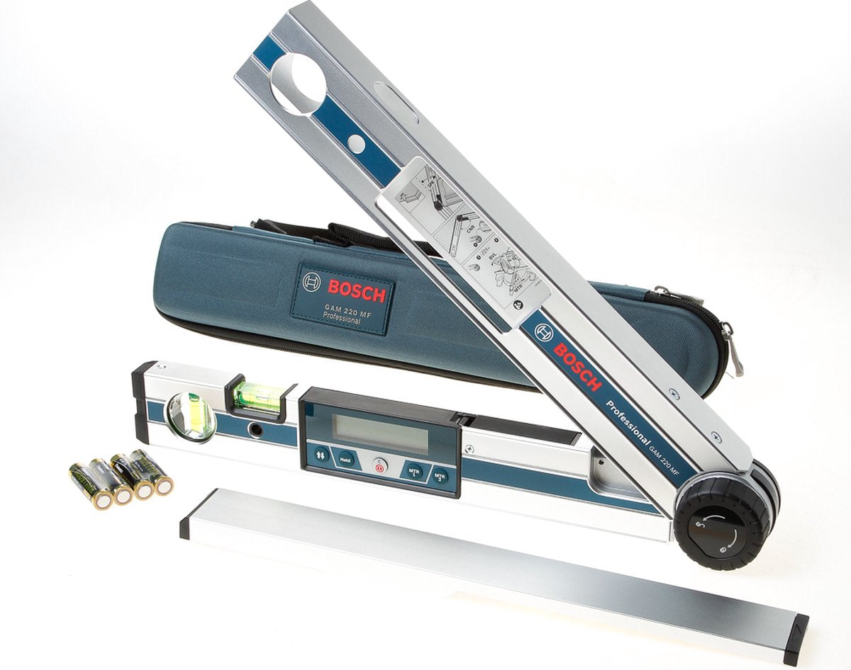 Bosch blå vinkelmåler og vaterpas gam 220 mf