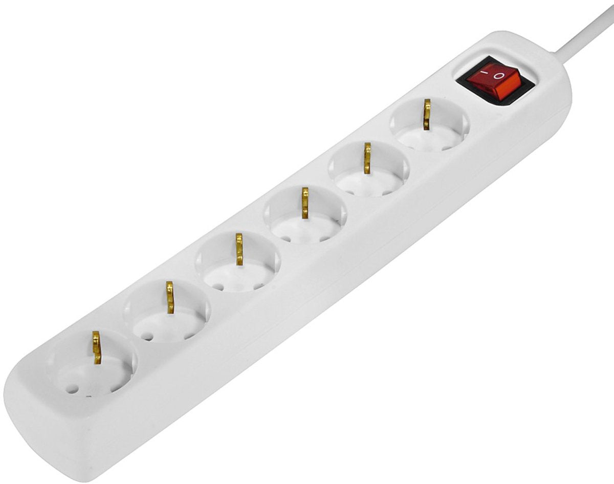 Hama strømskinne med afbryder - 6-vejs - 1,4m kabel - hvid