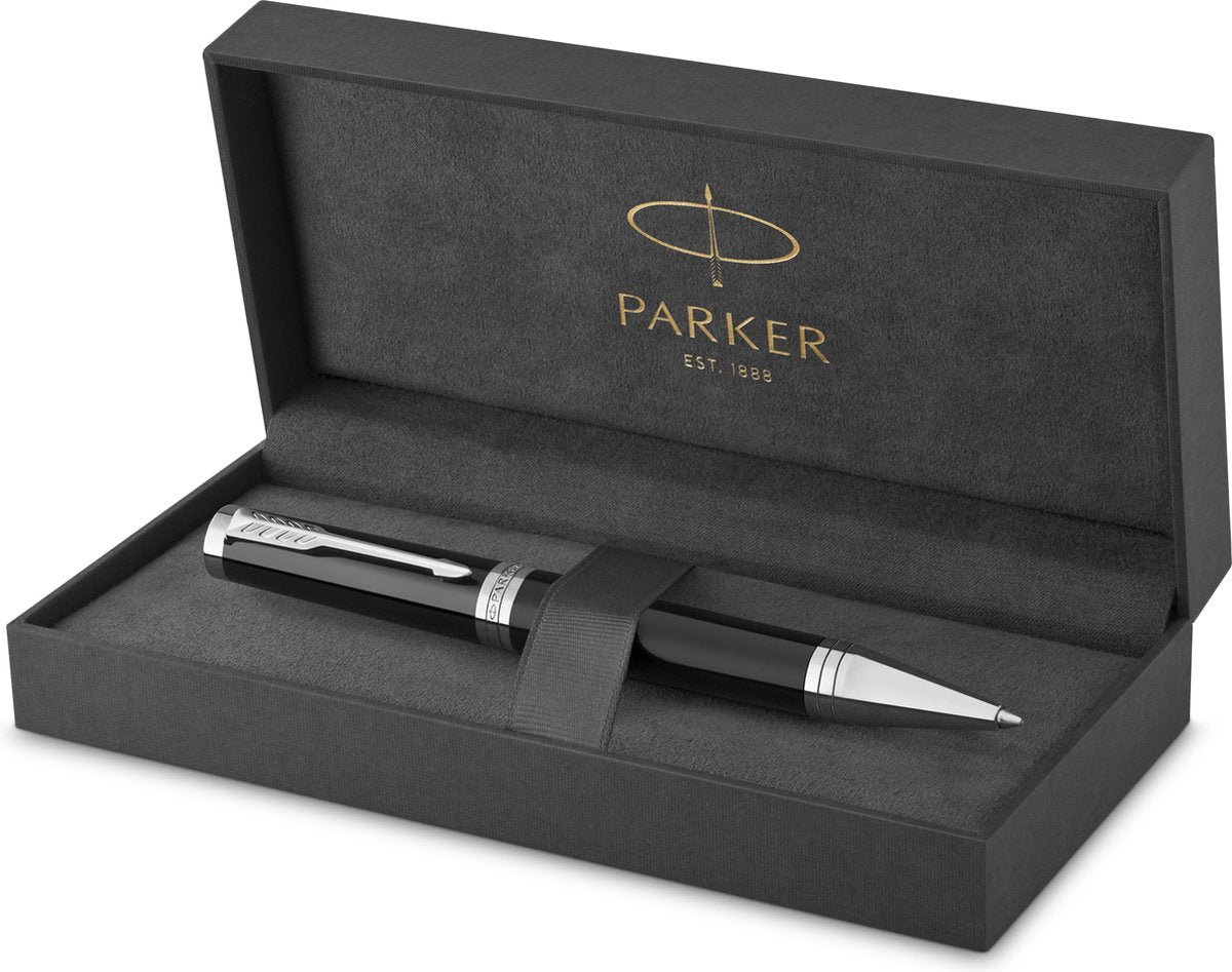 Parker opfindsom kuglepen | kernesamling | sort med krom finish | sort blæk | mellempunkt | gaveæske