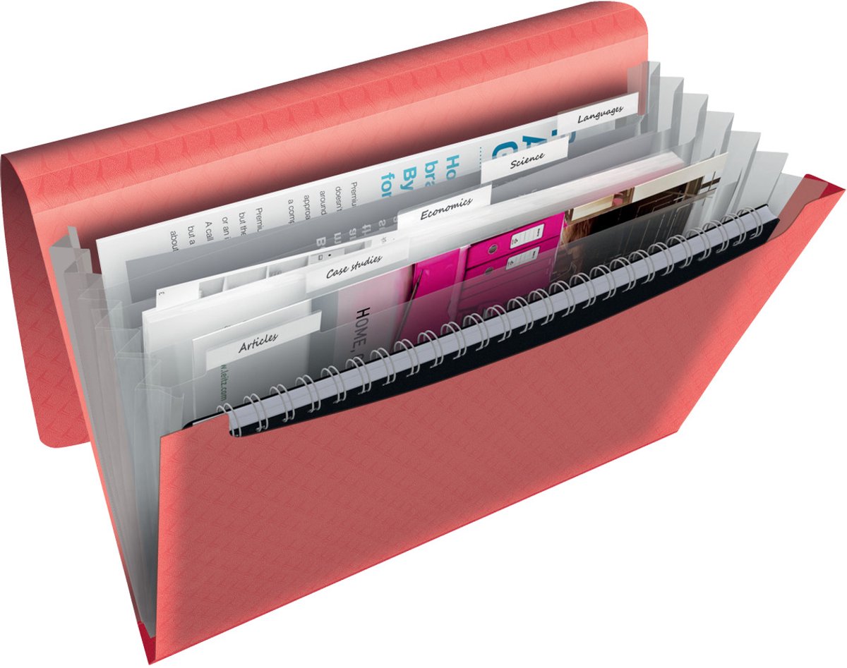 Esselte colour'breeze a4 udvidelig projektmappe - organizer med 5 faner 6 rum - koral