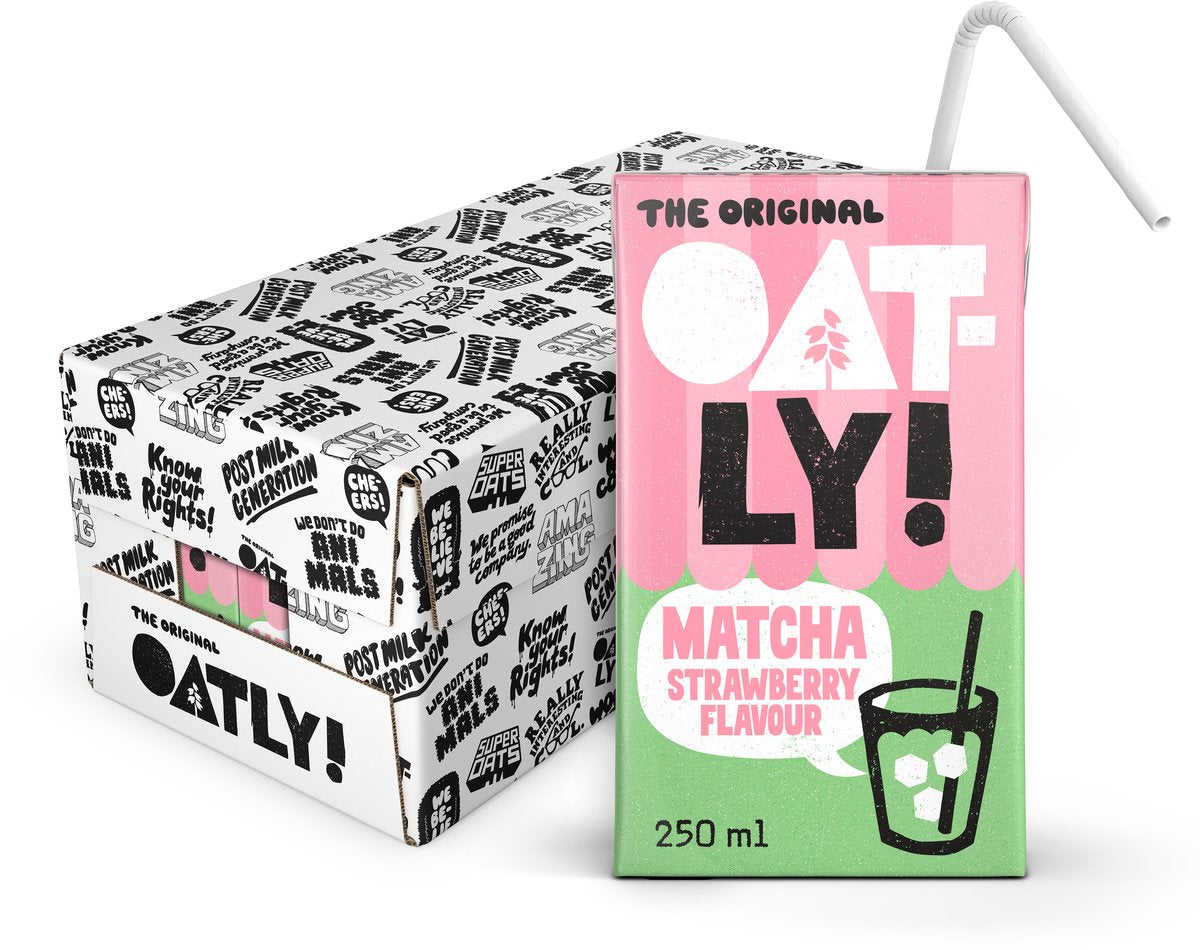 Oatly oat matcha jordbær - 12 x 0,250l værdipakke
