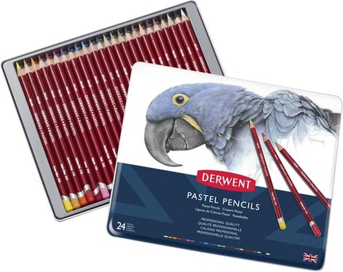 Derwent pastelblyanter - sortiment i blik - 4mm - 24 stk