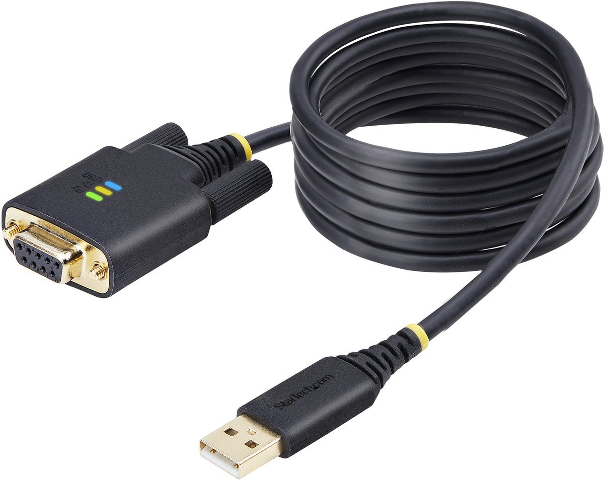 Bosch Startech 2m USB til nulmodem seriel adapterkabel, COM-retention, FTDI, USB-A til RS232, LED-indikatorer, udskiftelige DB9-skruer og møtrikker