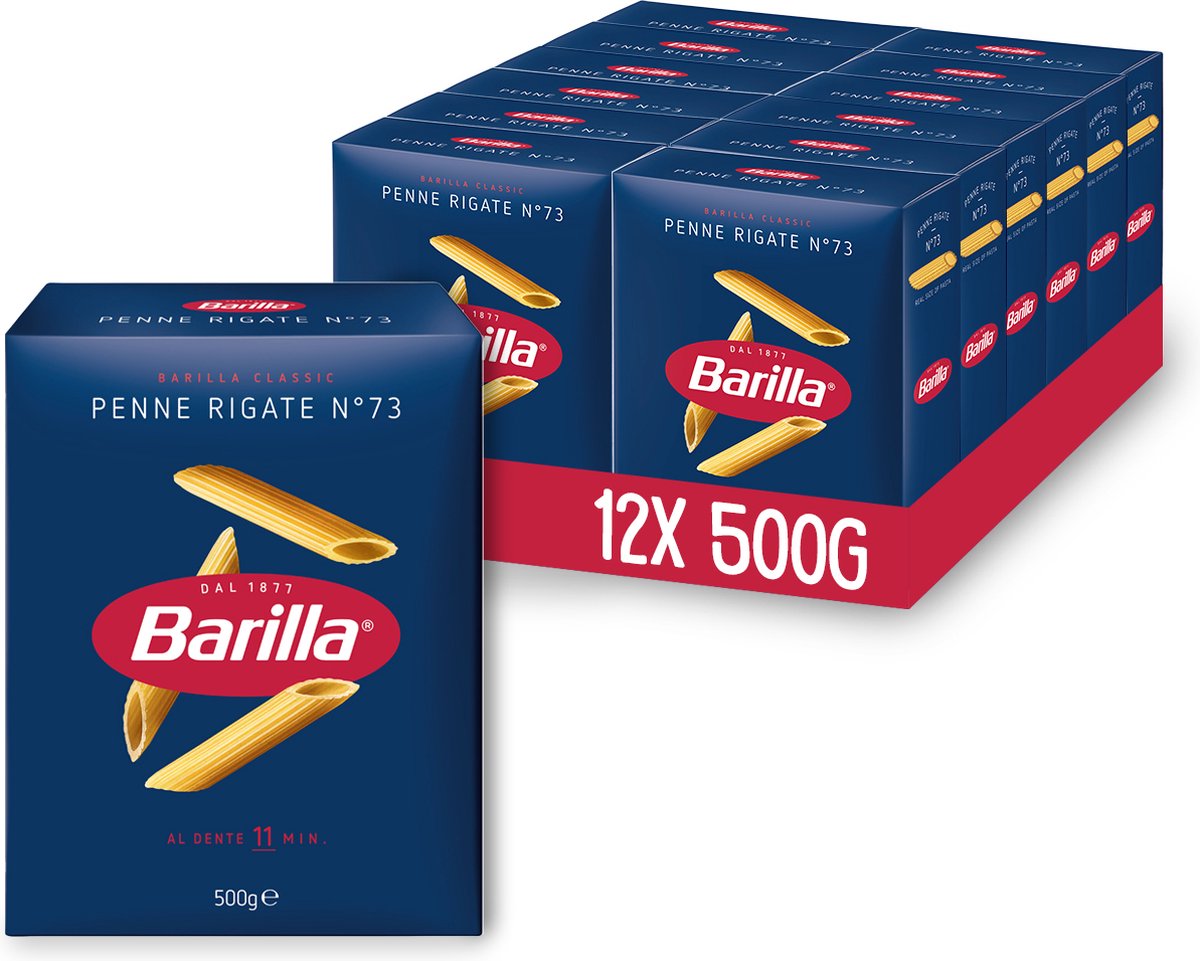 Barilla penne rigate - traditionel italiensk - pasta - 12 x 500g