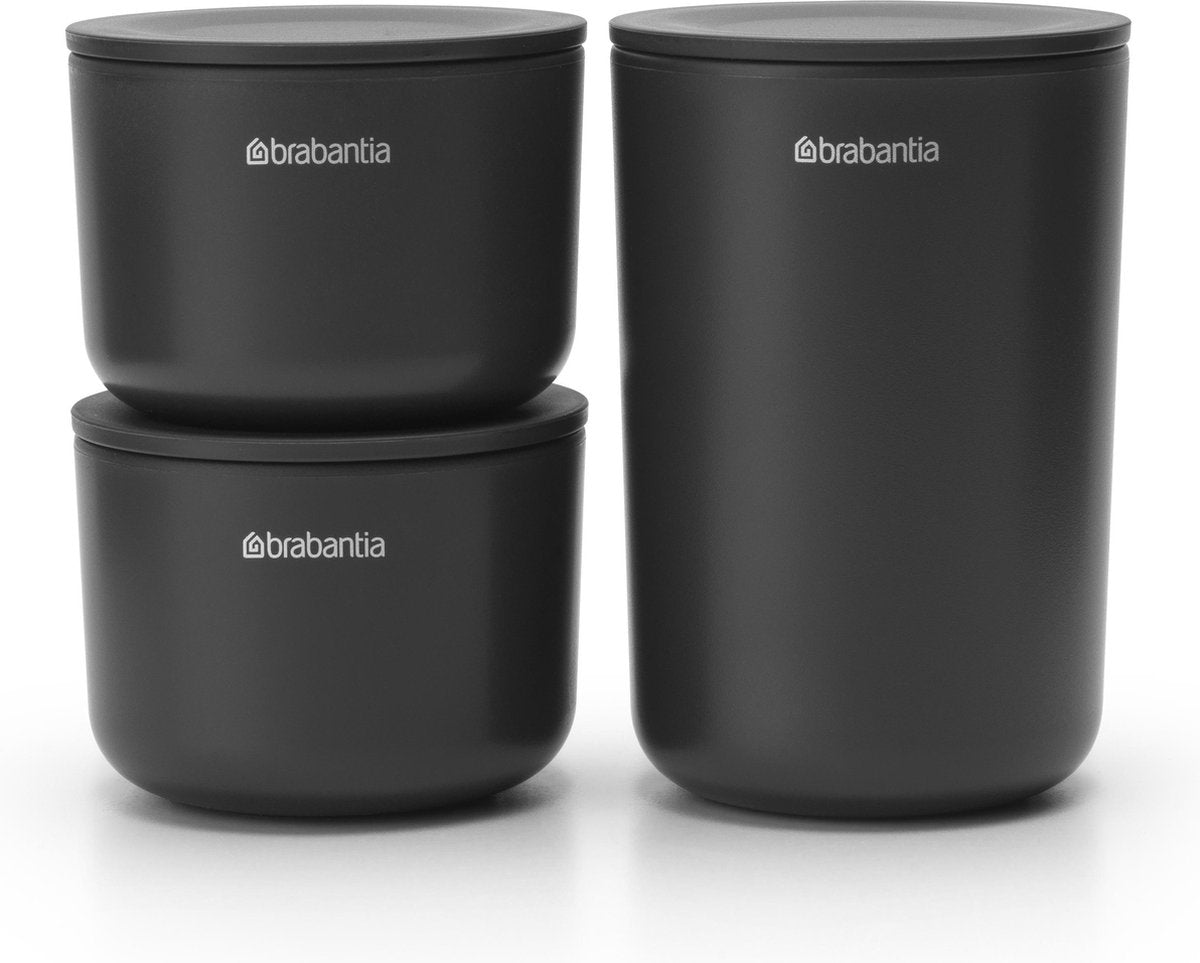 Brabantia renew opbevaringskrukkesæt - 3-delt - mørkegrå