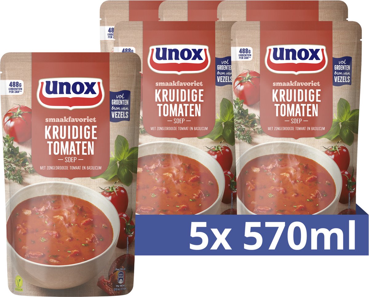 Unox - suppe i pose - krydrede tomater - 5 poser x 570 ml
