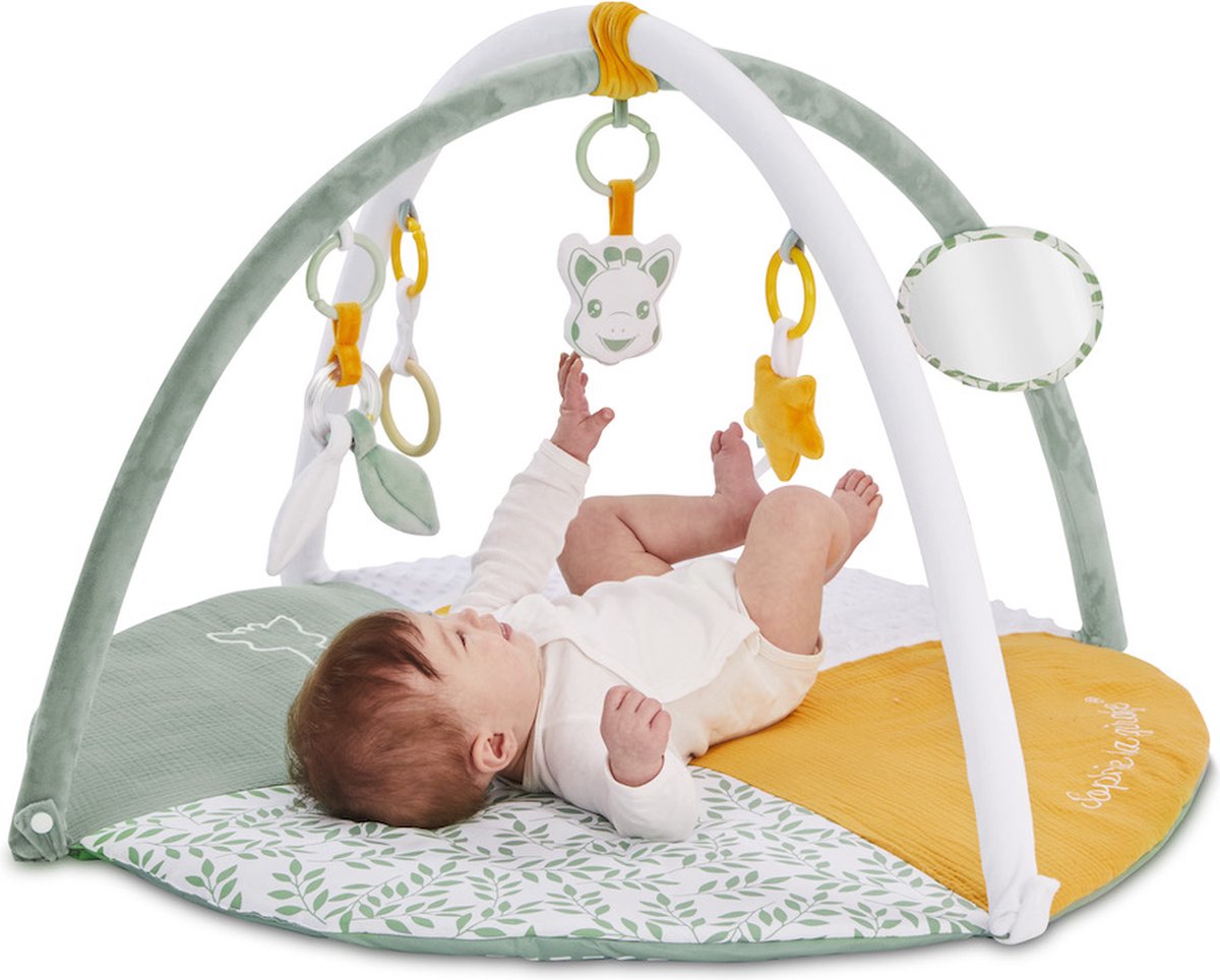 Sophie the giraffe reverso aktivitetsfoto legemåtte - babygym - legemåtte - kan maskinvaskes - fra 0 måneder - 50 x 90 x 90 cm - grøn gul hvid