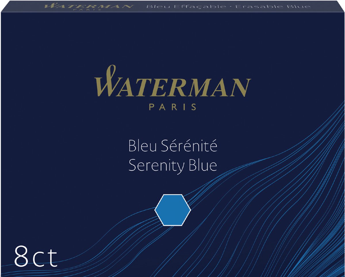 Waterman -fyldepen blækpatroner | lang international | sindsro blå | 8 blækpatroner