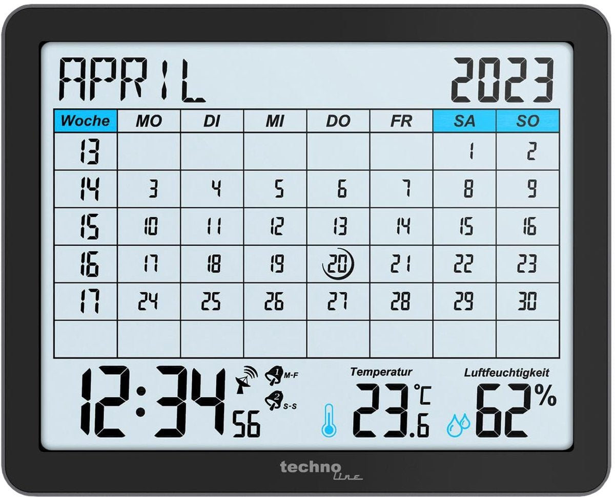 Nexttime digital kalender technoline wt 2600 172x139x21mm sort
