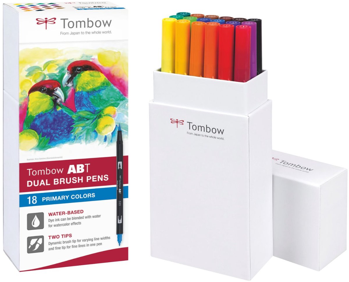 Tombow • penselpen abt dobbelt penselpen 18x primærfarver