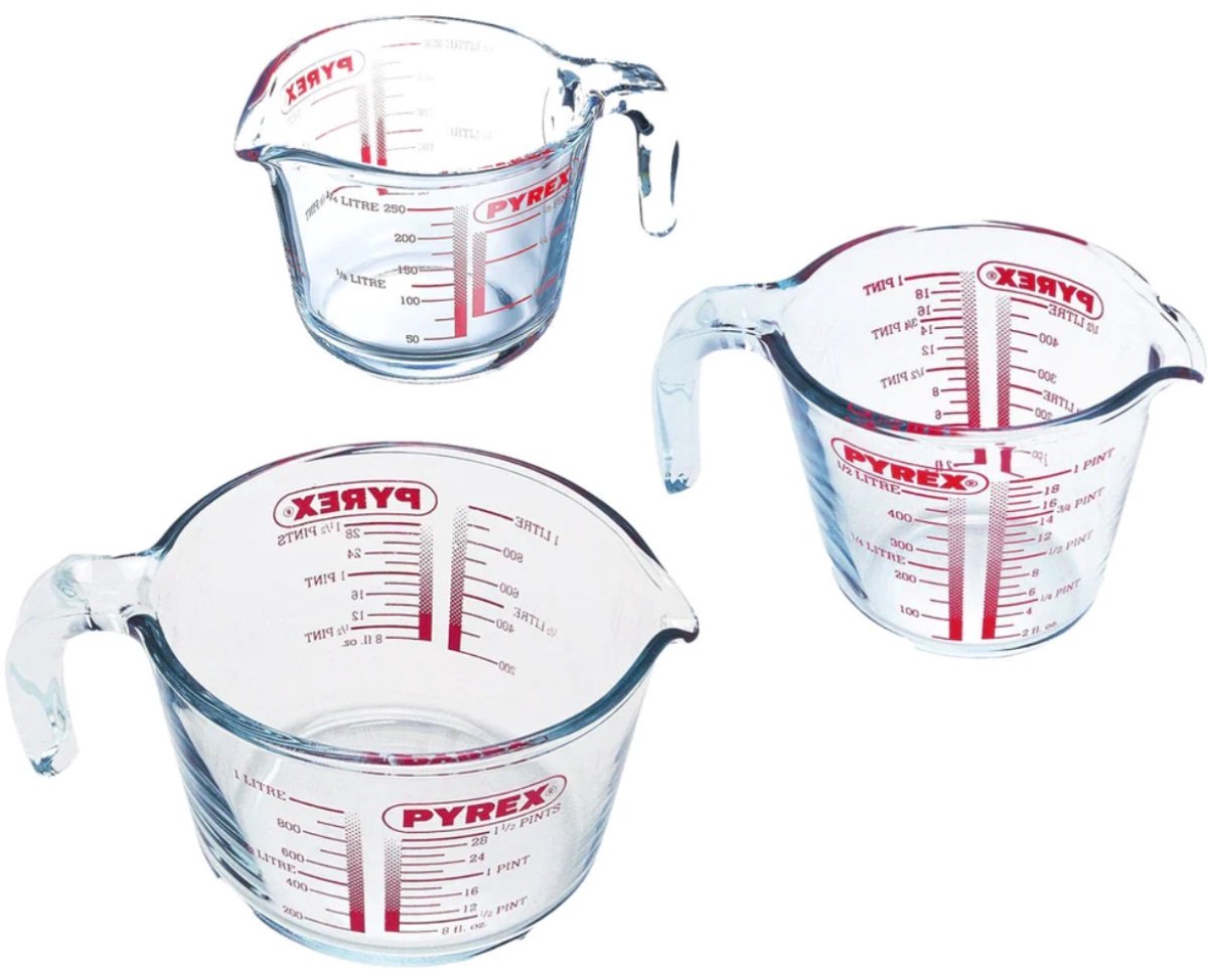 Pyrex målebæger, sæt med 3 dele - | klassisk prepware