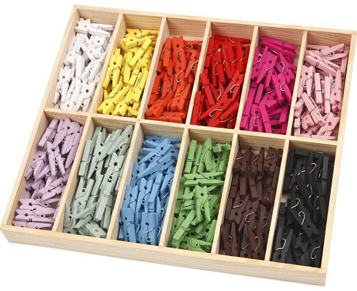 Creativ virksomhed https: www.cchobby.nl mini-tøjspind-l-25-mm-b-3-mm-forskellige-farver-12x24-stykke-1-kasse