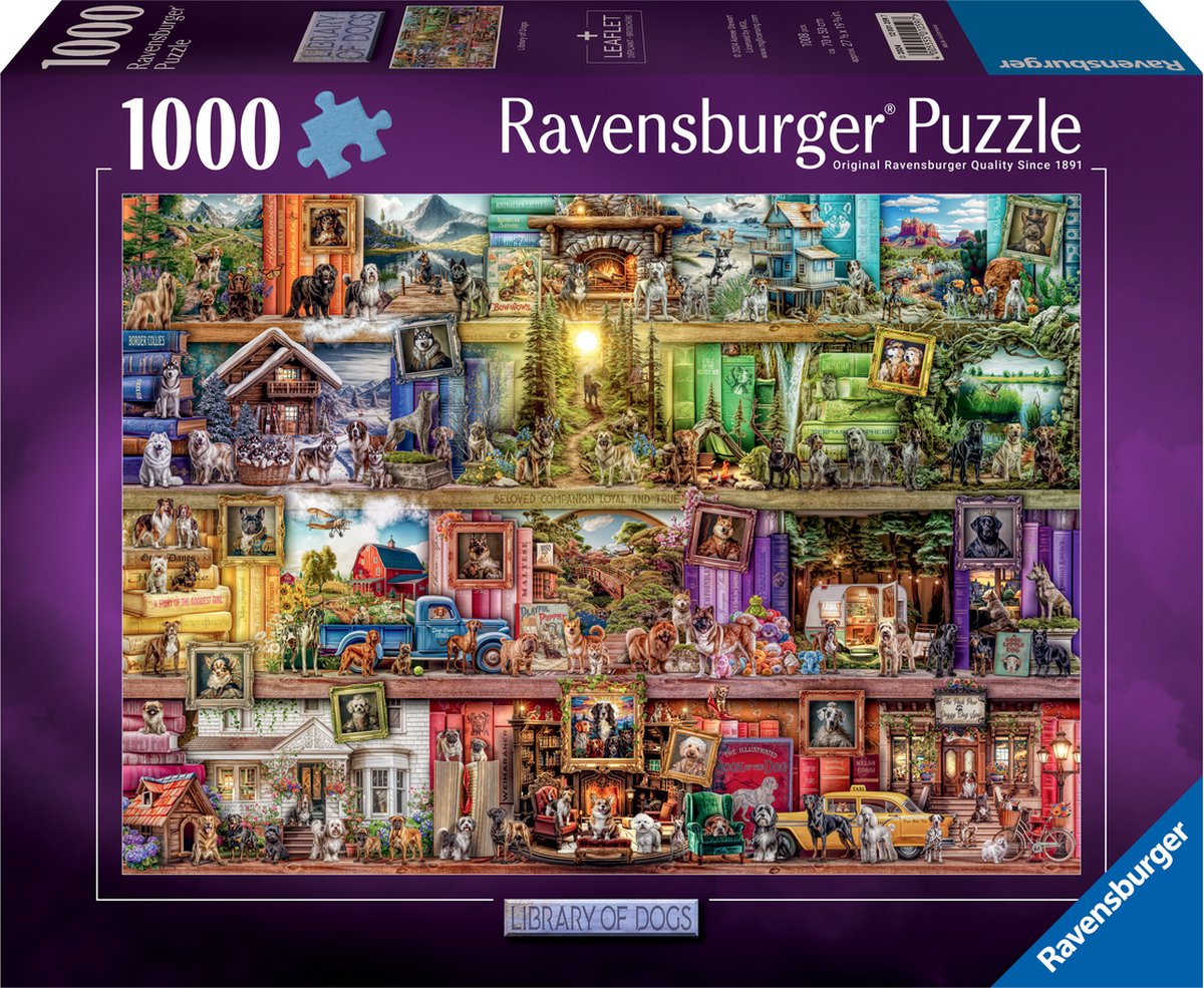 Ravensburger - hundenes bibliotek - puslespil - 1000 brikker