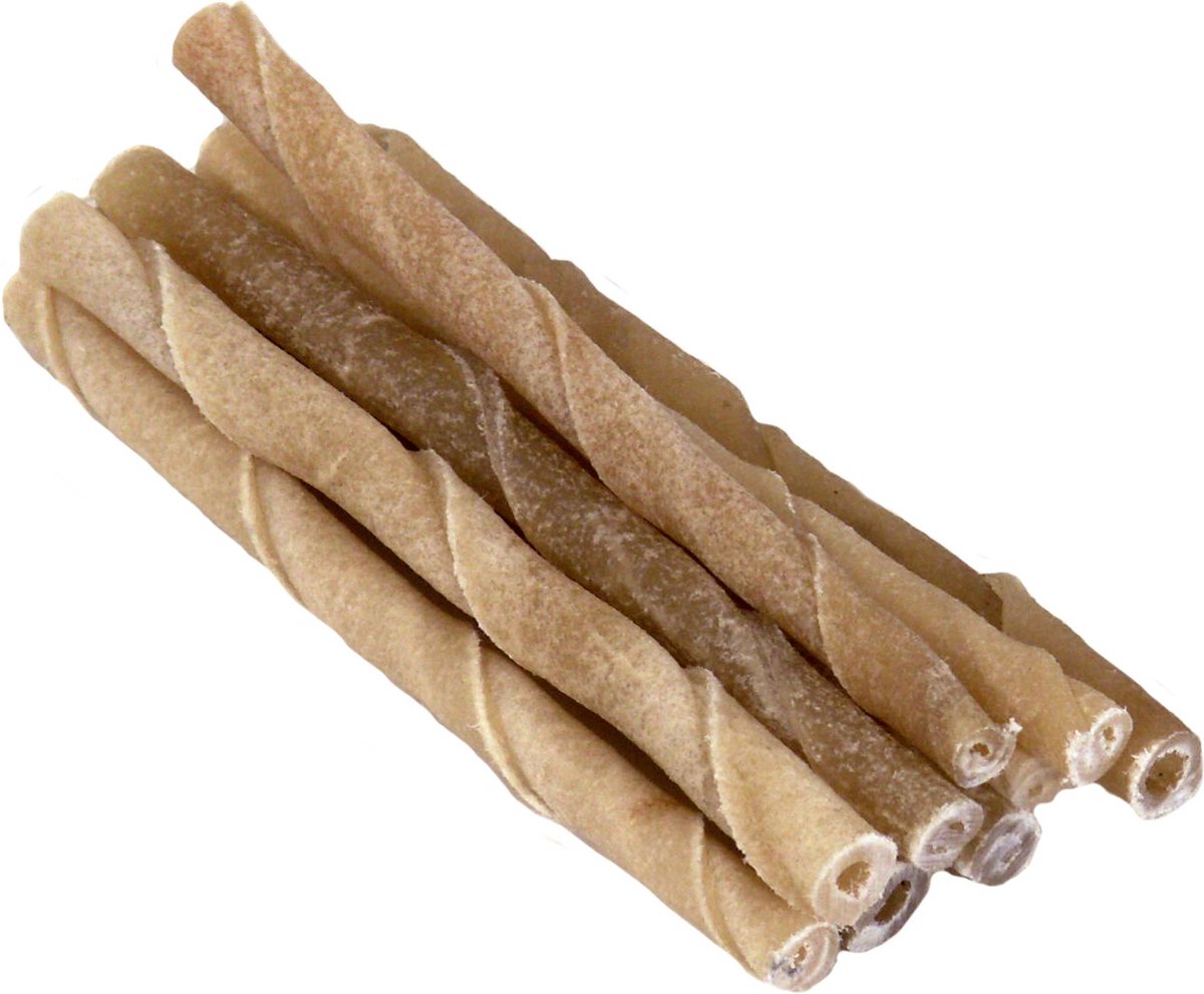 Petsnack - hundesnack - snack snoet pind - snoede pinde - tørret bøffelskind - 12,5 cm 9 10 mm - 50 stk.