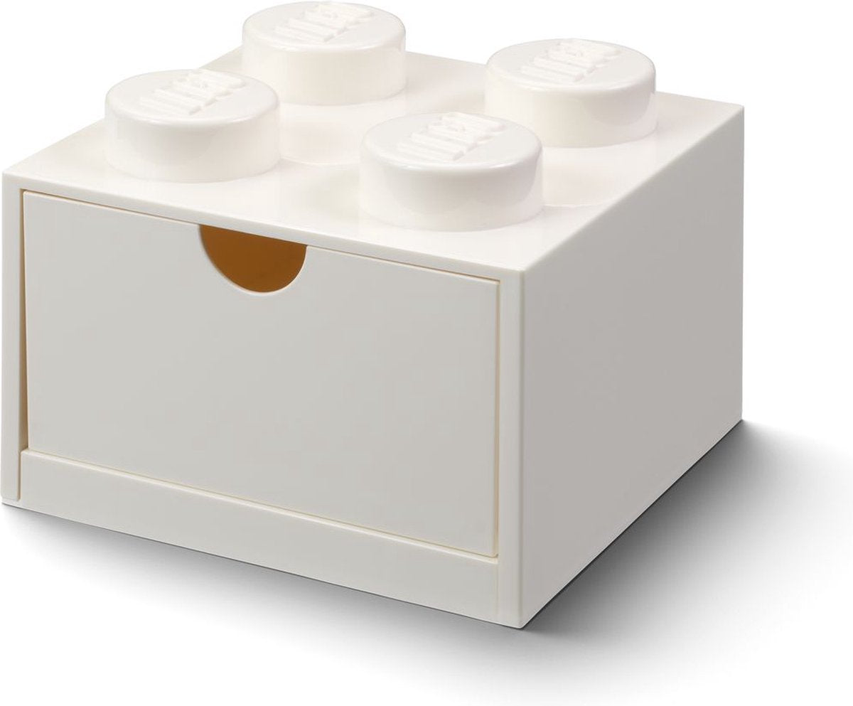 Lego - opbevaringsboks skrivebordsskuffeklods 4 - plastik - hvid