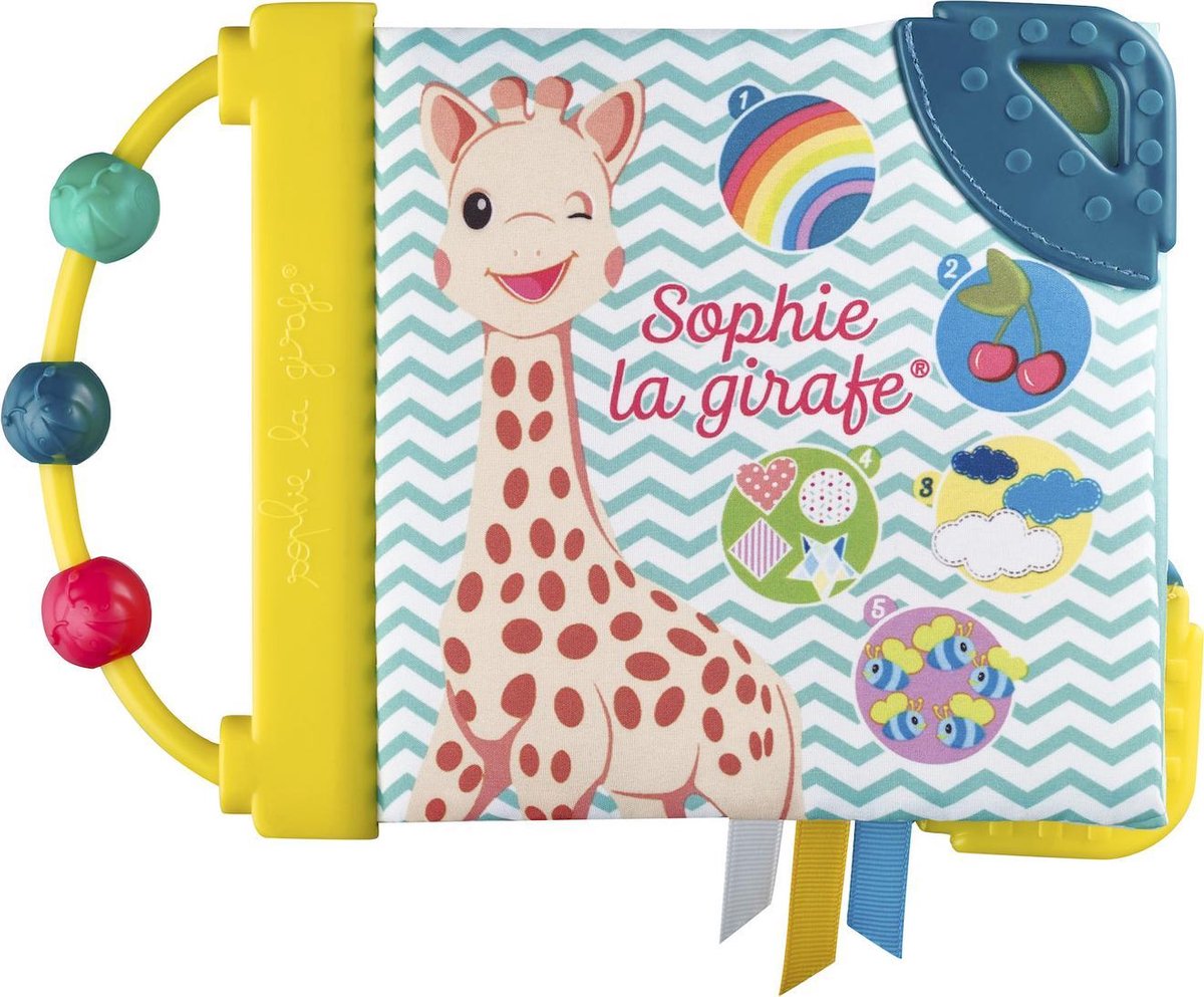 Giraffen Sophie første opdagelsesbog - babybog - babybog - stimulerer 5 sanser - lær at regne med Sophie! - fra 3 måneder - 14,5x20x3 cm