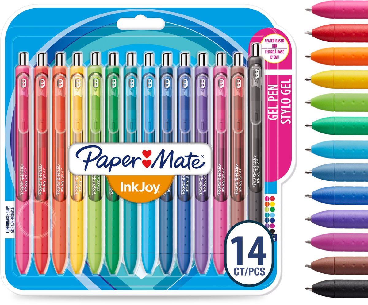 Paper mate inkjoy gel penne | mellempunkt (0,7 mm) | forskellige farver | 14 stk