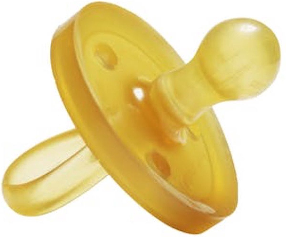 Natursutten gummi sut - 6-12 måneder - rundt skjold - kirsebær tud