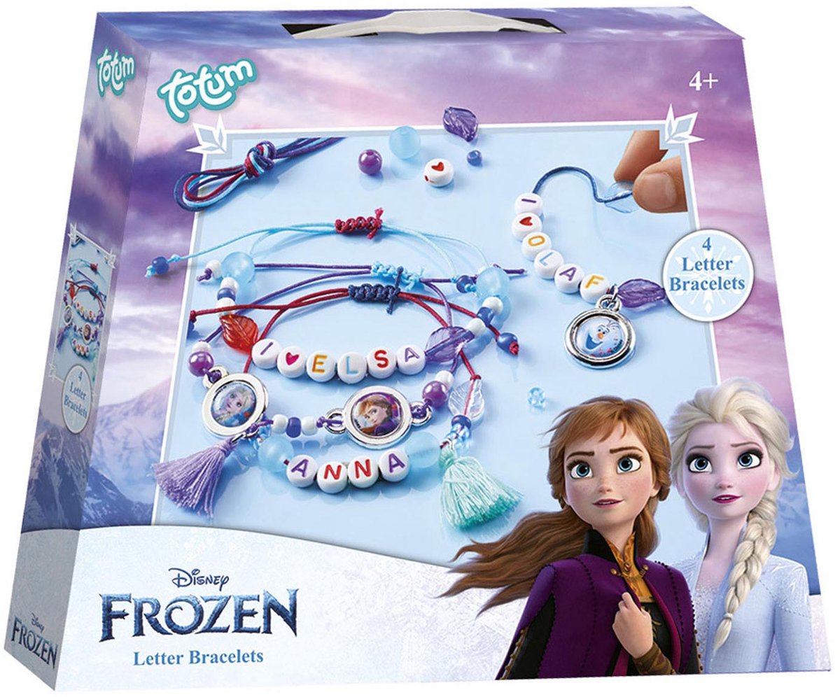Totum Disney frosne armbånd med 4 bogstaver laver håndværkspakke smykkesæt venskabsarmbånd legetøj piger med Anna og Elsa gavetips