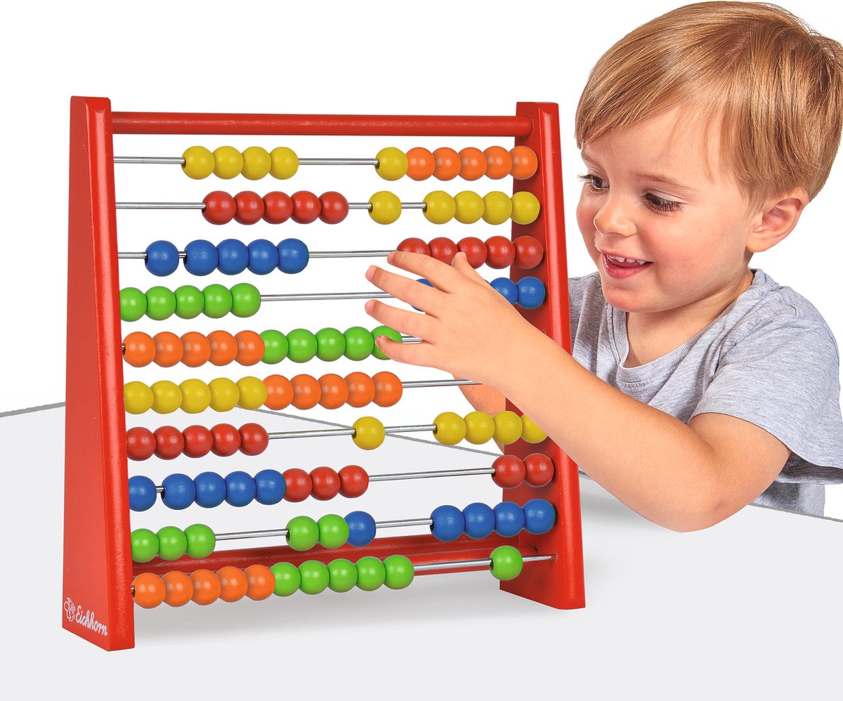 Eichhorn - mini abacus med 100 trækugler, 5,5x24x23cm birkekrydsfiner, fra 3 år
