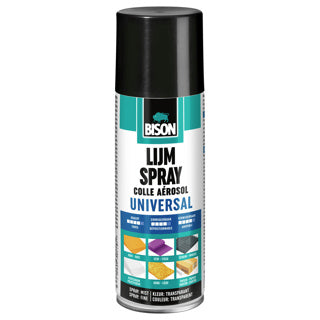 Bison klæbespray universal spraydåse 200 ml - praktisk klæbespray til permanent eller midlertidig limning af papir, pap, fotos, plakater, collager, metalfolier, isolerings- og dekorative materialer, filt, tekstiler og mere