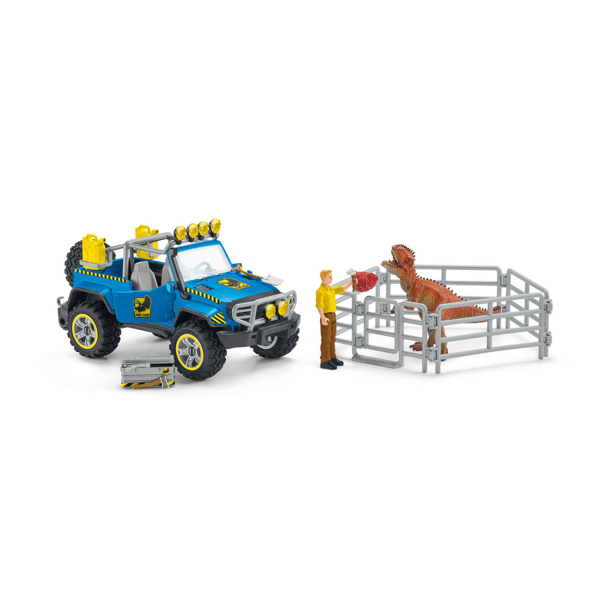Schleich dinosaurer terrængående køretøj med dino vagtstolpe 41464