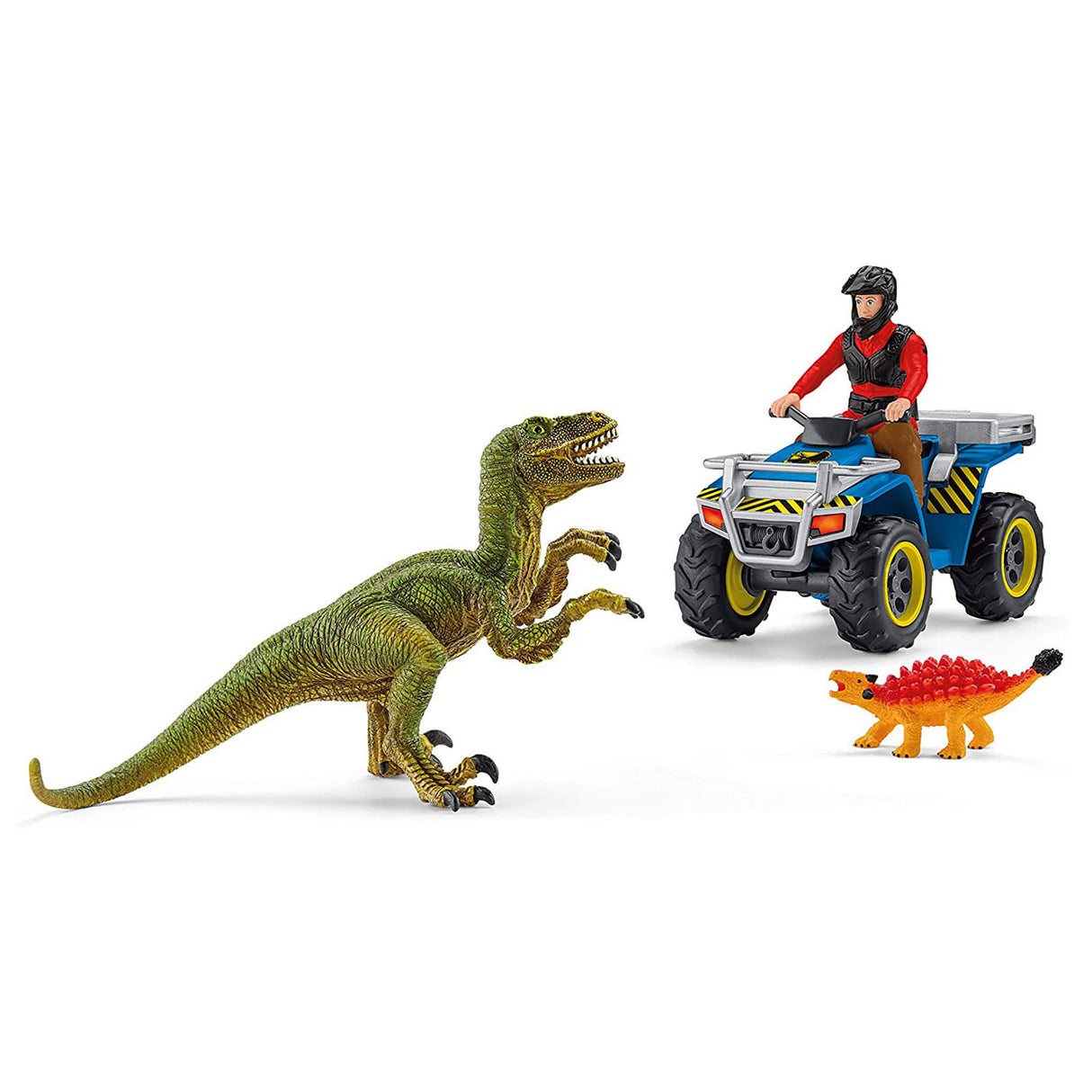 Schleich Dinosaurs flyvning fra Velociraptor på Quad 41466
