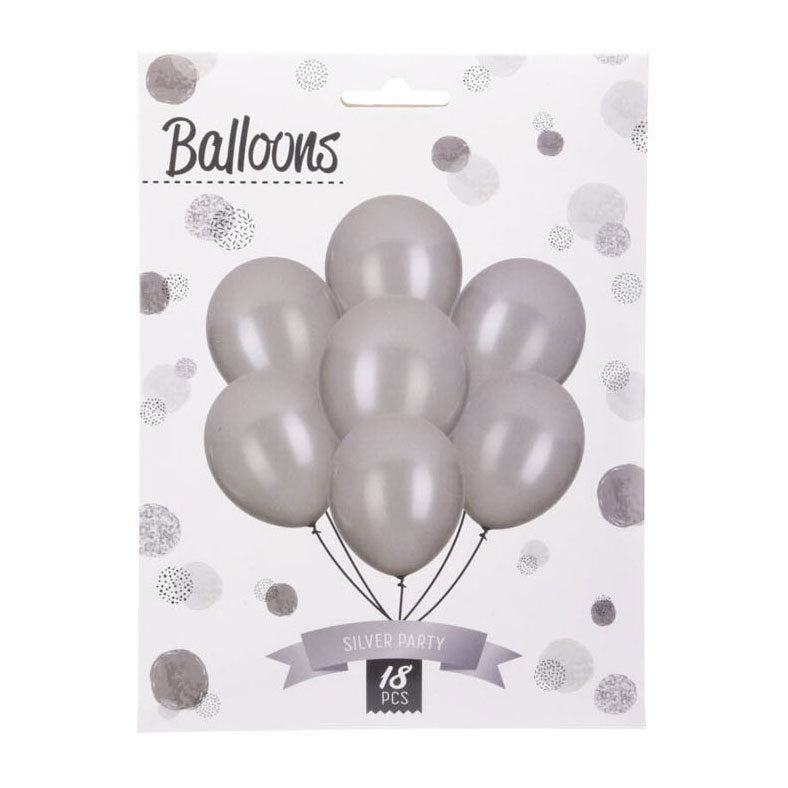 Balloner sølv, 18 stk.