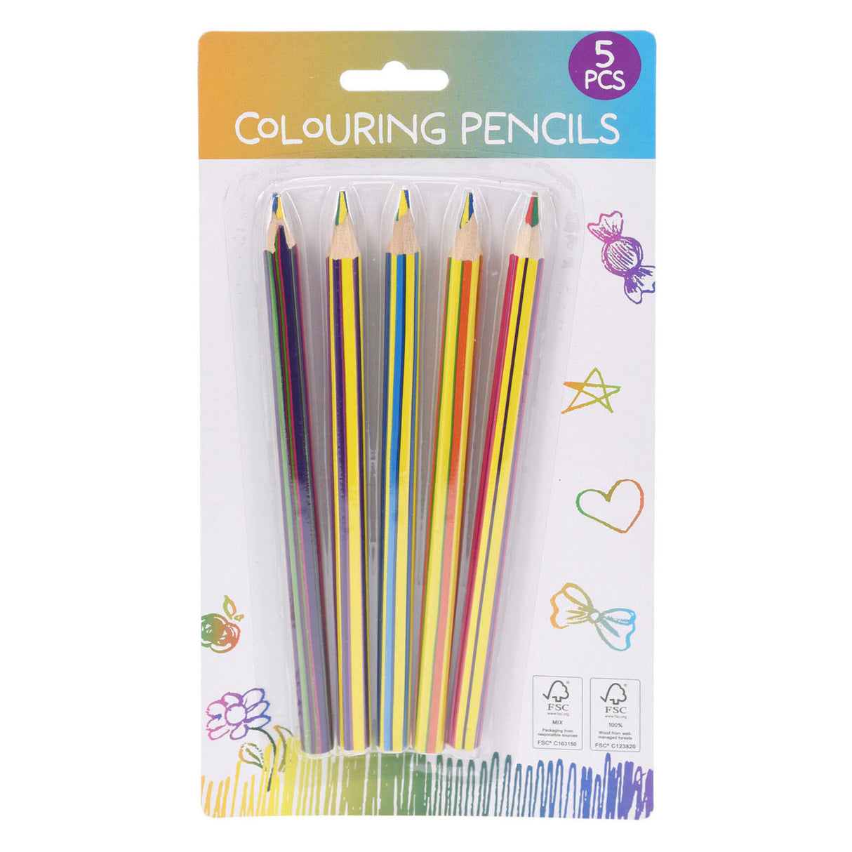 Jumbo farvede blyanter multicolor, 5 stk.