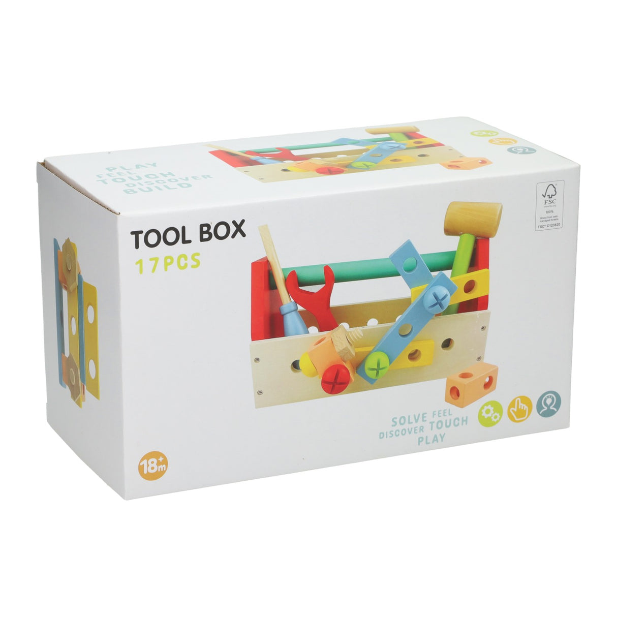 Houten gereedschapskist voor kinderen - 25x12x14cm