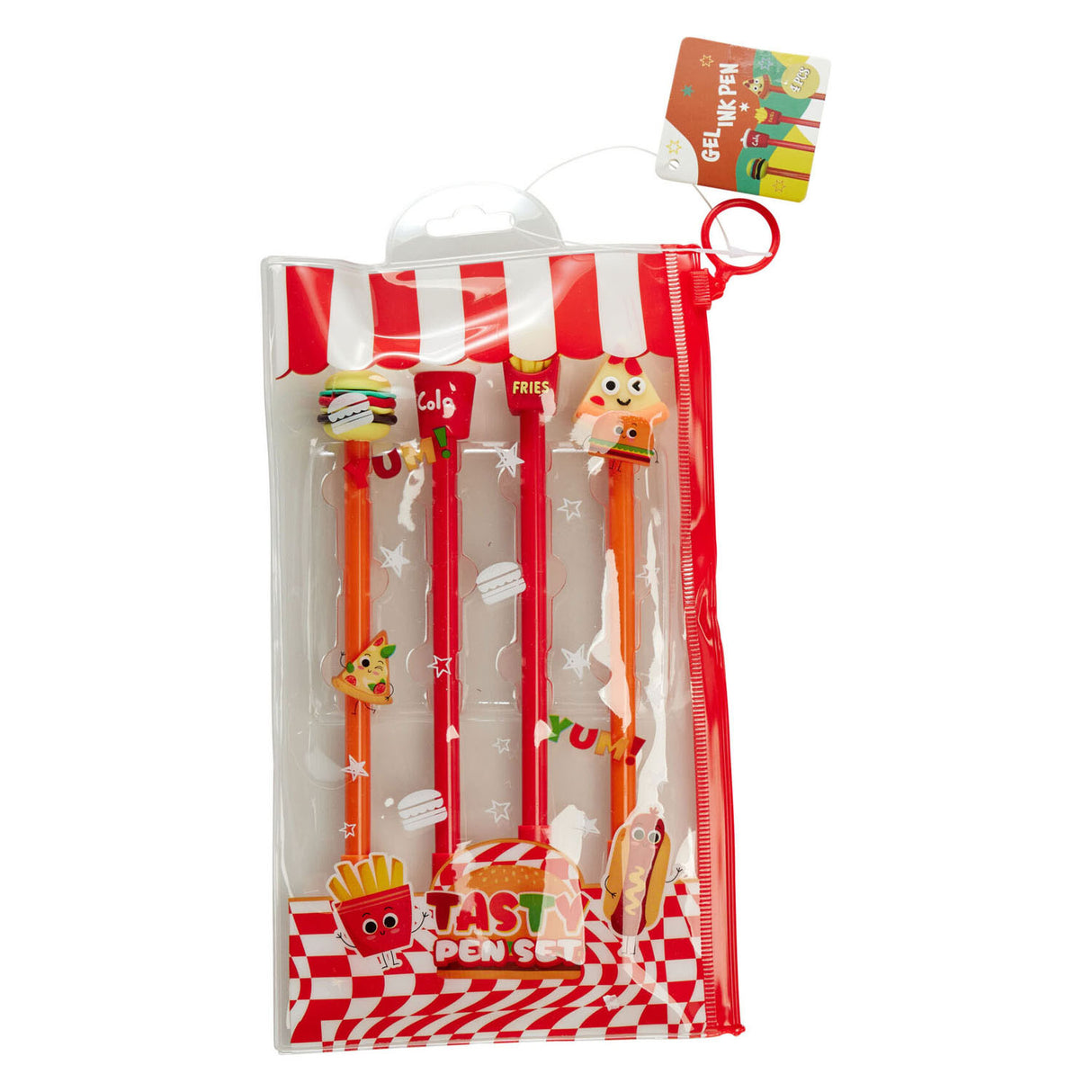 Set gelpennen fastfood in etui, 4 stuks