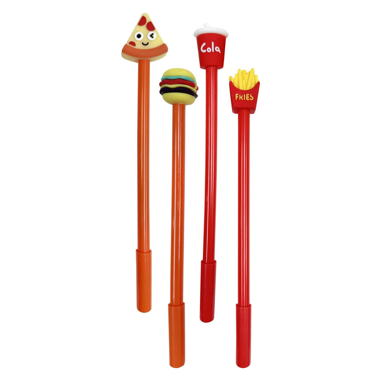 Set gelpennen fastfood in etui, 4 stuks