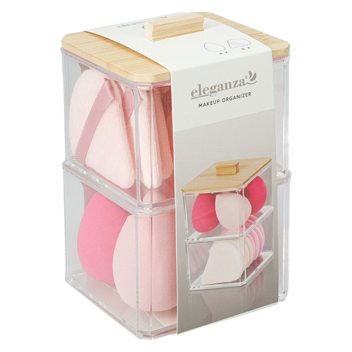 Make-up organizer 2-laags met bamboe deksel