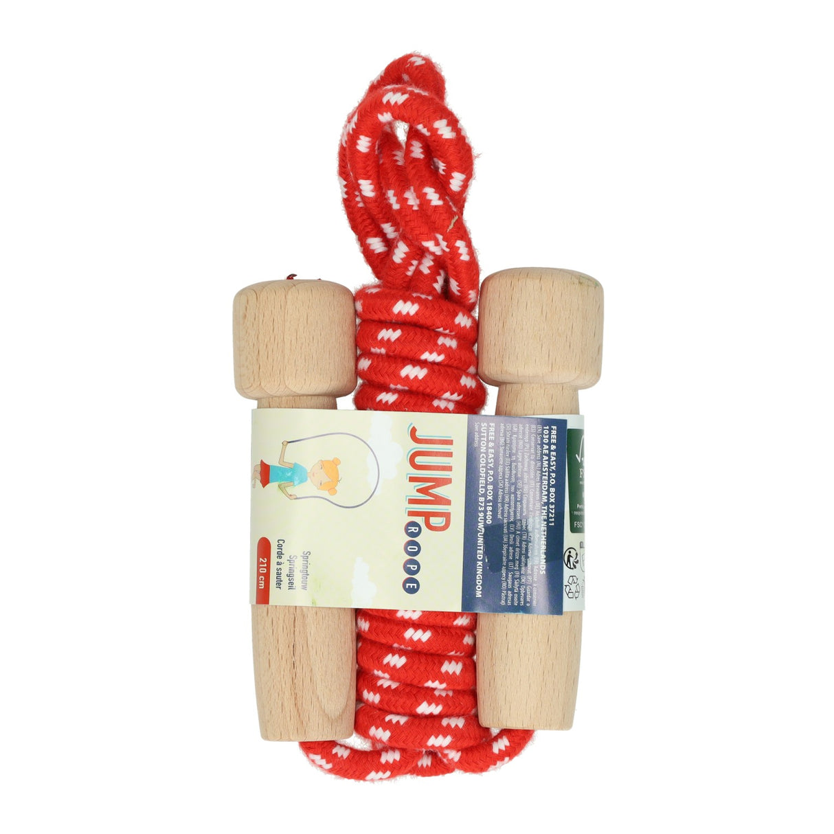 Springtouw met houten handvatten - 210cm