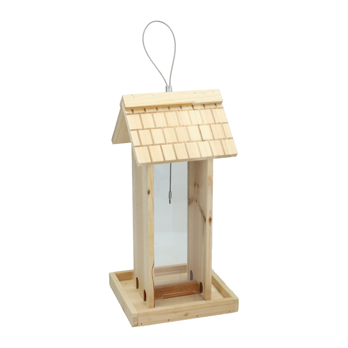 Houten hangende vogelvoeder - 17x17x38cm