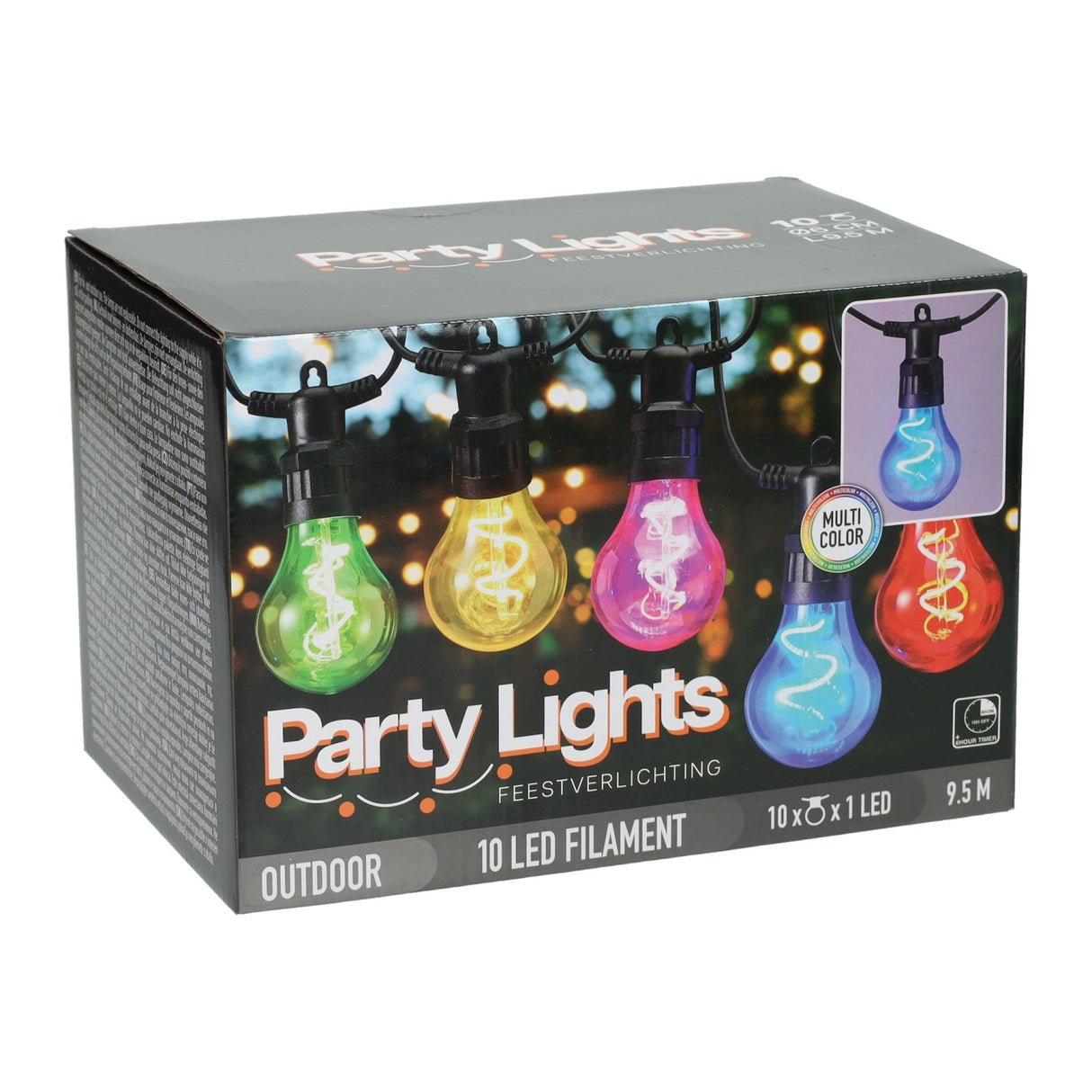 Multikleurige feestverlichting met 10 lampen