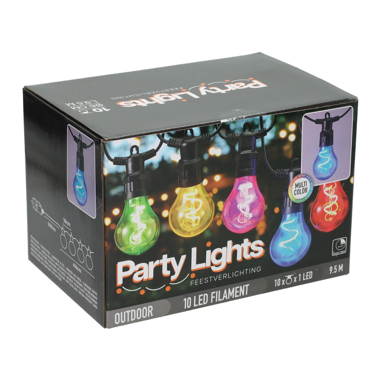 Multikleurige feestverlichting met 10 lampen