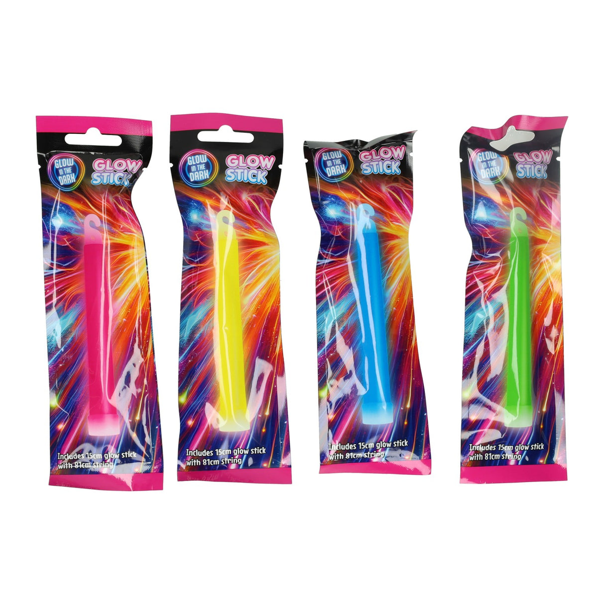 Glow in the dark staven 15 cm met koord