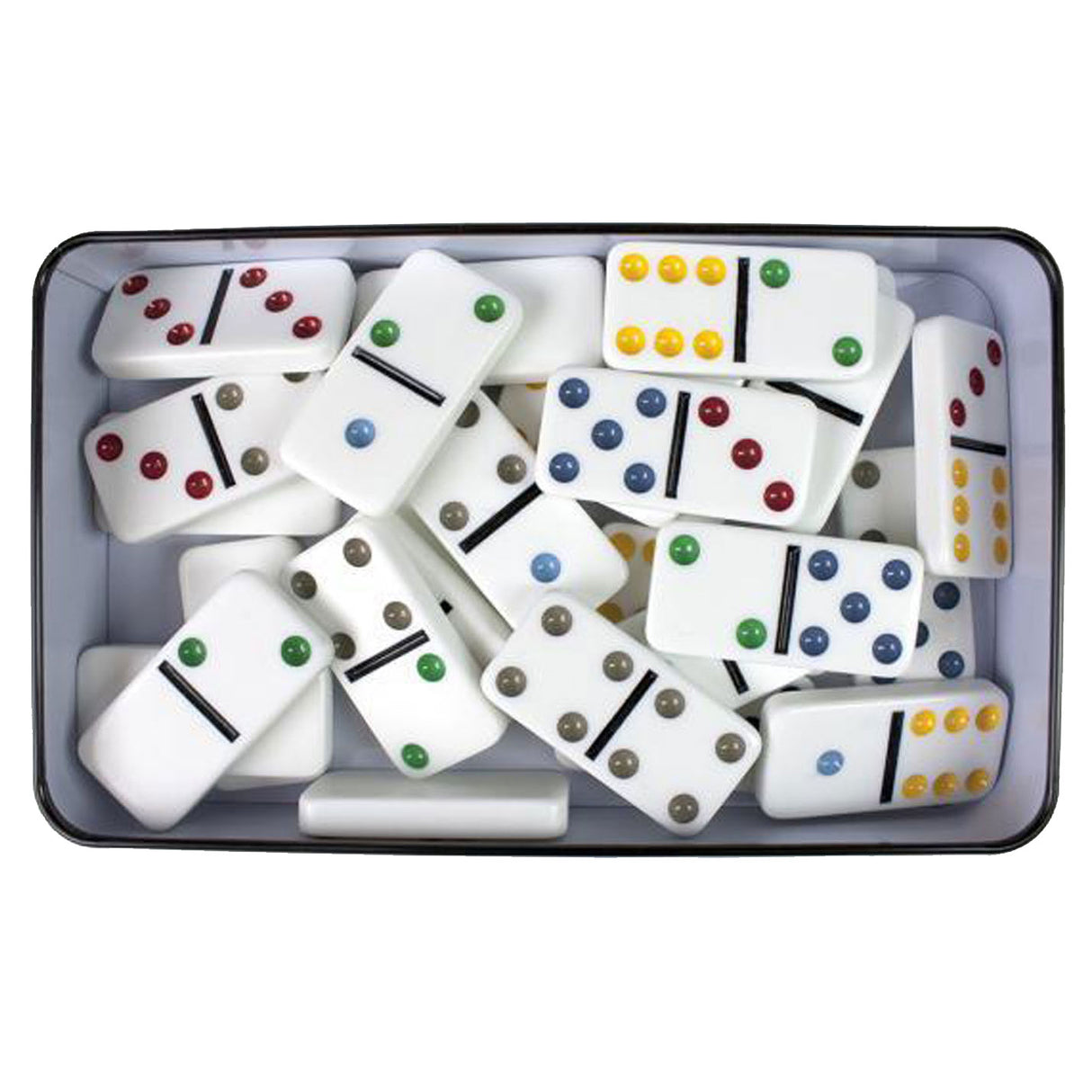 Tactic domino double six – brætspil – luksus dåse – klassisk dominospil med farvede sten – fra 7 år – 2 eller flere spillere