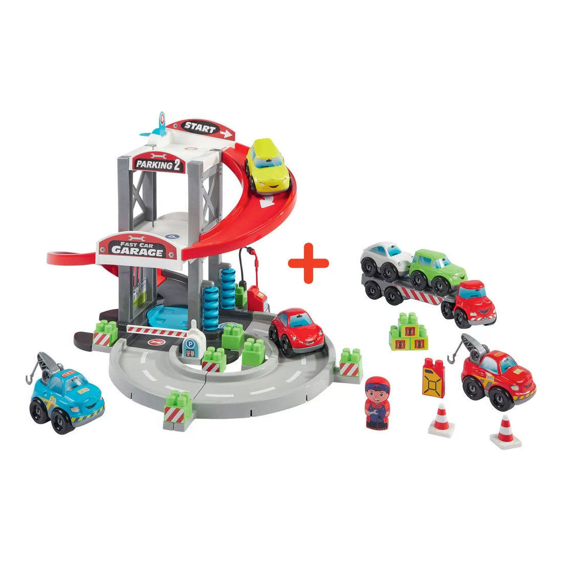 Abrick ecoiffier garage med transporter og biler