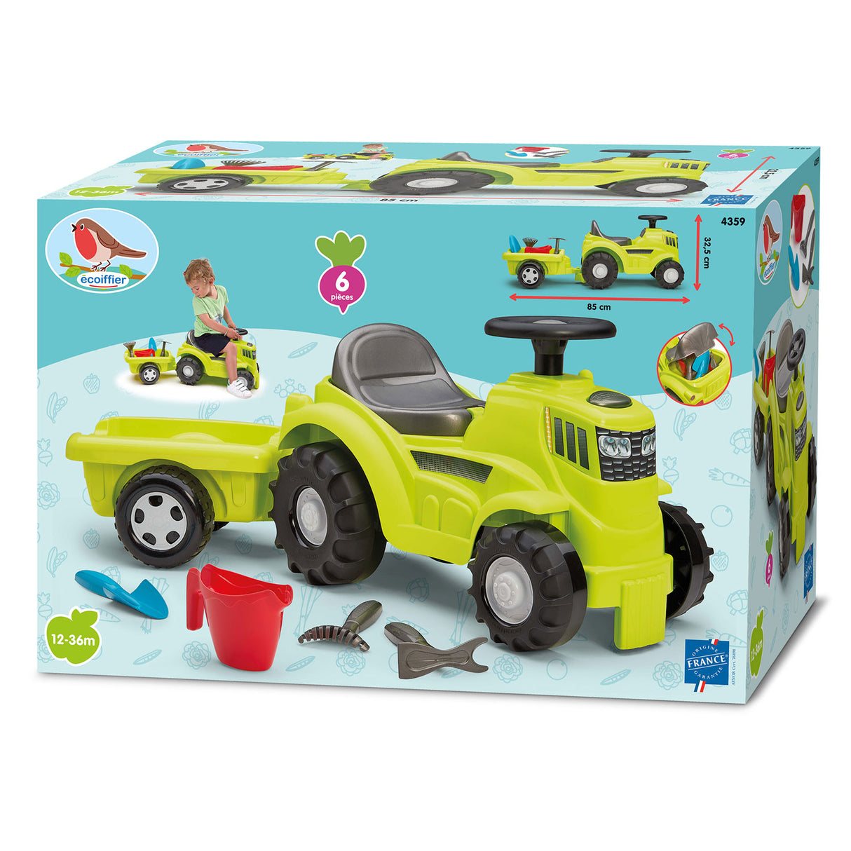 Ecoffier ecoiffier traktor med trailer
