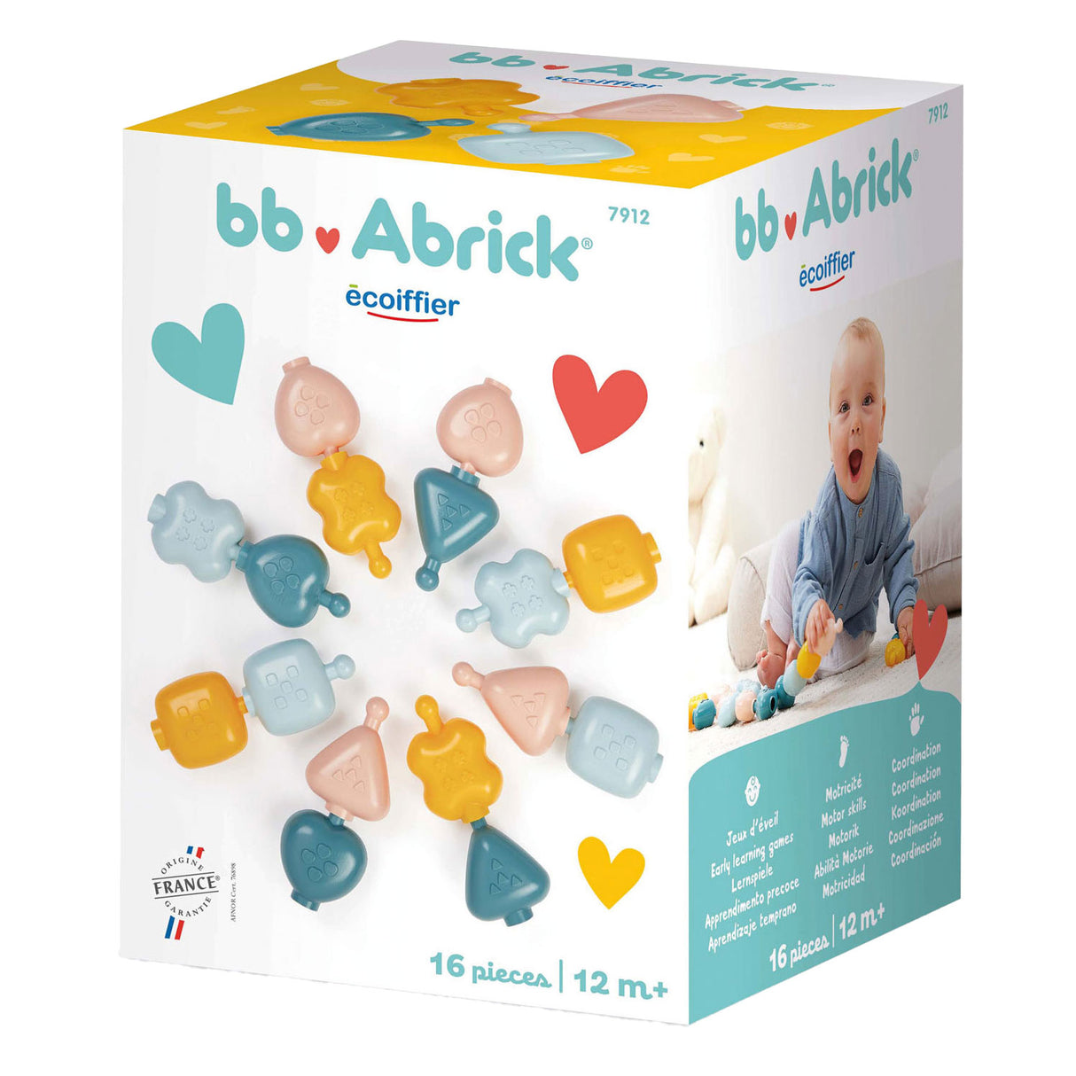 Abrick ecoiffier bb motorisk perler byggelegesæt - 16 stk.