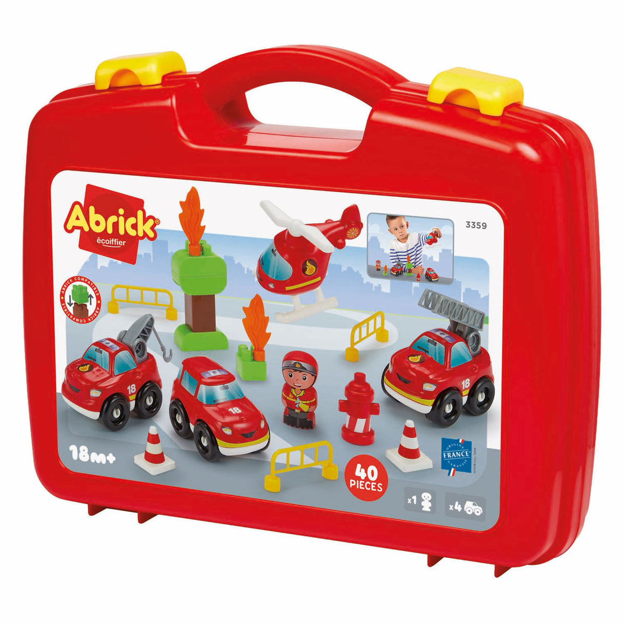 Abrick kuffert med brandbiler - 40 stk.