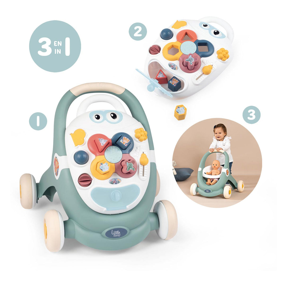 Smoby lille baby 3in1