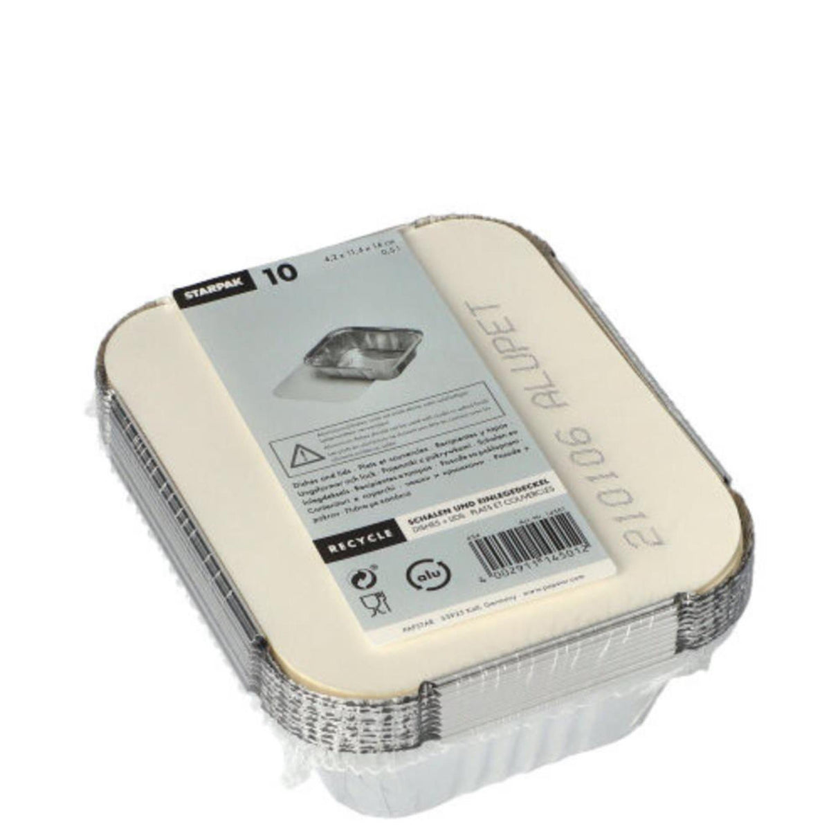 Papstar take-away aluminium skåle 500ml med pap låg, pakke med 10 stk